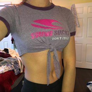 Purple “surfing” crop top